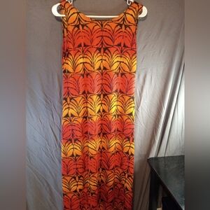 Vintage Hayley Matthews Tropical Orange and Yellow Maxi Dress